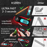 Kizen Instant Read Meat Thermometer- Waterproof Ambidextrous Thermometer with Backlight & Calibration. Digital Food Thermometer for Kitchen, Outdoor Cooking, BBQ, and Grill!