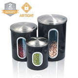 Kitchen Food Storage Canister Set - For Ideahome Stainless Steel Organization Canisters Set of 3 Containers, with Airtight Lid, Great for Home Kitchen Counter Storage and Decor