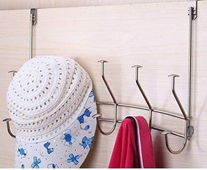 GeLive Over The Door Hook Rack, Stainless Organizer Hanger for Coat, Robe, Jacket, Belt, Hat, Towel, 10 Ceramic Knobbed Hooks, Chrome Bright (Multicolor)