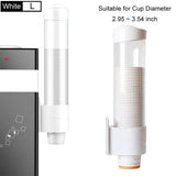 Samhe Cup Dispenser Medium Pull Type, Paste or Screw Plate Mountable Cup Holder, Fits 5oz - 7oz Cone or Flat Bottom Cups, 16” Tube Length, Mounting Water Dispenser Cooler or Wall (Medium, White)