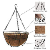 Metal Hanging Planter Basket with Coco Coir Liner 12 Inch Round Wire Plant Holder with Chain Porch Decor Flower Pots Hanger Garden Decoration Indoor Outdoor Watering Hanging Baskets by AMAGABELI GARDEN & HOME
