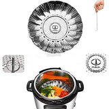 [IP BUNDLE] Vegetable Steamer Basket For Instant Pot Accessories - 100% Stainless Steel Folding Steamer Insert With Sealing Ring For 6qt Instant Pot/Safety Hook / 42 Healthy Recipes