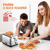 HOLIFE Toaster Two Slice Stainless Steel Bagel Toaster with 6 Bread Shade Settings, Bagel/Defrost/Reheat/Cancel Function, Extra Wide Slots, Removable Crumb Tray, 900W, Silver (Upgraded)