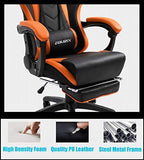 Dowinx Gaming Chair Ergonomic Racing Style Recliner with Massage Lumbar Support, Office Armchair for Computer PU Leather E-Sports Gamer Chairs with Retractable Footrest (Black&Purple)