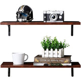 SUPERJARE Wall Mounted Floating Shelves, Set of 2, Display Ledge, Storage Rack for Room/Kitchen/Office - Walnut Brown