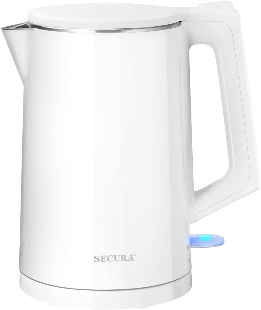 Secura SWK-1511 The Original Stainless Steel Double Wall Electric Water Kettle 1.6 Quart (Black)
