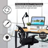 Luxxetta Office Computer Desk – 55” x 23” White Laminated Wooden Particleboard Table and Black Powder Coated Steel Frame - Work or Home – Easy Assembly - Tools and Instructions Included