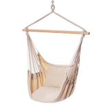 POPCLEAR Hammock Chair Hanging Rope Swing, 330 Pound Capacity, Hanging Chair with Cotton Rope for Indoor, Outdoor, Home, Patio, Deck, Yard, Garden,2 Seat Cushions Included with Hanging Kit (Beige)