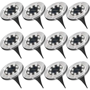Sunco Lighting 12 Pack Solar Path Lights, Dusk-to-Dawn, Cross Spike Stake for Easy in Ground Install, Solar Powered LED Landscape Lighting - RoHS/CE