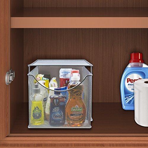 Sorbus Cabinet Organizer Drawer with Cover—Mesh Storage Organizer w/ Pull Out Drawers—Stackable, Ideal for Countertop, Cabinet, Pantry, Under the Sink, Desktop and More (Silver Bottom Drawer)