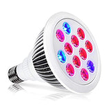 Indoor LED Grow Light Bulbs w/ Clamp Reflector (12W) Efficient Greenhouse Red & Blue Hydroponics Lighting | Produce Healthier Plants, Herbs, Flowers