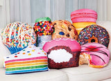 iscream Sugar-riffic Donut Shaped Bi-Color 16" Photoreal Print Microbead Pillow, Pink Front/Chocolate Back, 16"Wx16"H