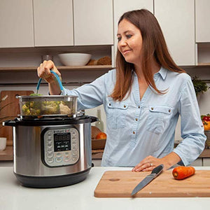 Komfyko Steamer Basket 6 Quart [8qt Available] - Compatible With Instant Pot Accessories 6 qt and Other Pressure Cooker Brands - IP Stainless Steel Insert with Silicone Handle and Feet for InstaPot.