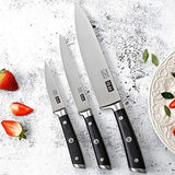 SHAN ZU Chef Knife Paring Fruit Knife Utility Knives Set 3 piece Cutlery Kitchen Cooking Chef Knives Professional Ultra Sharp German Stainless Steel Blade for Home Restaurant Travel