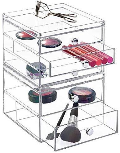 iDesign 3-Drawer Plastic Vanity Organizer, Compact Slim Storage Organization Drawers Set for Cosmetics, Dental Supplies, Hair Care, Bathroom, Dorm, Desk, Countertop, Office, 6.5" x 7" x 5", Clear