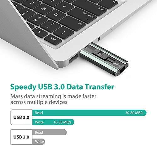 USB 3.0 Flash Drive 128GB iPhone Memory Stick, EATOP iPhone Flash Drive with 4 Ports, Photo Stick Compatible for iPhone/iPad/Android and Computer, iPhone Photo Stick with OTG Adapter (Dark Green)