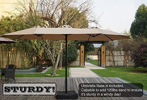 Kozyard Butterfly 14' Outdoor Patio Double-Sided Aluminum Umbrella with Crank and Base
