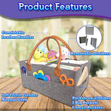 Baby Diaper Caddy Organizer - Baby Shower Gift Basket for Boys Girls - Diaper Travel Tote Bag - Nursery Storage Bin for Changing Table - Large Portable Car Travel Caddy - 15 x 10.5 x 7 Inch, Grey