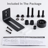 Barn Door Floor Guide Stay Roller, Fully Adjustable Black Powder Coated with 8 Different Setups, Flush With Floor Wall Mount Bracket, Perfect Fit For All Barn Doors