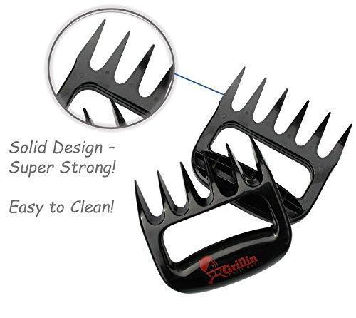 Grillin Chill Gear Meat Claws - Best Bear Claw Pulled Pork Meat Shredders in BBQ Grill Accessories +18" BBQ Grill Brush - Rust Proof Stainless Steel Woven Wire