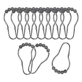 Creative Home Ideas Ombre Textured Shower Curtain with Beaded Rings, Dark Grey