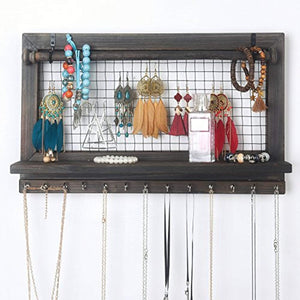 RHF Jewelry Organizer, Rustic Home Decor, Jewelry Holder Organizer, Necklace Holder, Earring Organizer, Jewelry Storage, Jewelry Shelf (Rustic)