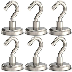 GREATMAG Magnetic Hooks, 80 lbs Heavy Duty Magnet Hooks, Super Powerful Neodymium Magnets for Hanging, 1.26" Diameter, Pack of 6