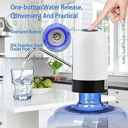 GOGING Water Bottle Pump, Automatic Water Dispenser, USB Charging Drinking Portable Electric Switch for Universal 3-5 Gallon Bottle For Outdoor Home Office (White)