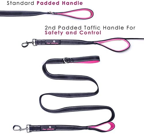 Paw Lifestyles Heavy Duty Dog Leash - 2 Handles - Padded Traffic Handle for Extra Control, 7ft Long - Perfect Leashes for Medium to Large Dogs