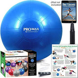 PRO MAX Exercise Ball by SmarterLife - Professional Grade Yoga Ball for Balance, Stability, Fitness, Pilates, Birthing, Therapy, Office Ball Chair, Classroom Flexible Seating