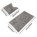 Sunnyglade Bathroom Contour Rugs Combo, Set of 2 Chenille Fabric Microfiber Soft Shaggy Non Slip 21" X 34" Bath Shower Mat and 20" X 20" U-shaped Toilet Floor Rug Bathroom Carpet