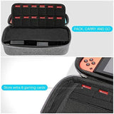 Nintendo Switch Case, VUP Switch Hard Cover Protective Travel Storage Shell for Nintendo Switch Console & Accessories with 18 Game Cartridges and Handle (Gray)