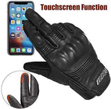 ILM Goatskin Leather Motorcycle Motorbike Powersports Racing Gloves Touchscreen For Men and Women Black (XXL, Black Perforated)