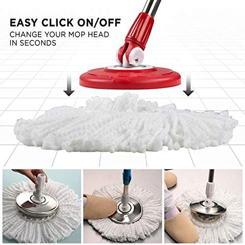 Microfiber Replacement Mop Head Refill for 360° Spin Magic Mop - Round Shape Standard Universal Size (5 Pack) by FAMEBIRD