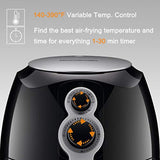 Homeleader Air Fryer, 2.6 Liter Hot Air Fryer, 1400W Oil Free Air Cooker with Timer & Temperature Control, Auto Shut Off, Black