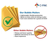 C-Pak #0 6x9 Inches Interior Sized Kraft Bubble Mailers | Adhesive Strip Envelope Mailers | Bubble Lined Padded Envelopes | Heavy Duty Tear and Lightweight Mailing Envelopes | Pack of 50 (CP-KBM01)