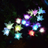 AWJ Products [4 Pack] Solar Lights Outdoor - Solar Garden Lights with 16 Lily Flowers | Color Changing LED Solar Stake Lights for Garden, Patio, Path, Backyard