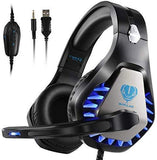 MODOHE Gaming Headset for PS4  Nintendo Switch Xbox One PC with LED Light  Noise Canceling Gaming Headphone with Soft Memory Earmuffs Gaming Headset with Mic