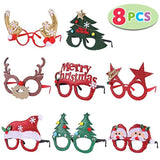 Pack of 8 Christmas Party Fancy Glasses Frames with 8 Designs Christmas Parties and Photo booth(ONE SIZE FIT ALL)