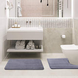 Office Marshal Bathroom Rugs Bath Mats for Bathroom Luxury Soft Anti-Slip Memory Foam 3 PCS Mats Set(U-Shaped 20"x24" Toilet Mat+30"x20" Shower Mat+17"x47" Bath Mat) Absorbent Bath Rugs Machine Washable