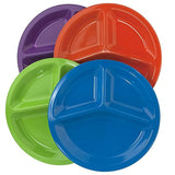 | Set of 12 | Premium Quality Unbreakable Plastic 10" Divided Plates in 4 Assorted Colors