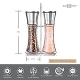 Original Stainless Steel Salt and Pepper Grinder Set With Stand - Tall Salt and Pepper Shakers with Adjustable Coarseness - Salt Grinders and Pepper Mill Shaker Set
