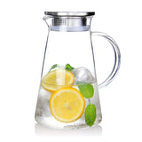 Suteas 2.0 Liter 68 Ounces Gallon jug hot Cold Water ice Tea Wine Coffee Milk and Juice Beverage Ca Glass Pitcher with lid Covered, Clear