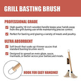 GRILLHOGS | Grill Basting Brush | Professional Barbecue Brush | Machine-Washable Cooking Mop Heads | 18 inch Wooden Long Handle