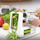 Spiralizer Vegetable Slicer, 5 Blades Zoodle Maker with Strong Hold Suction, Veggie Spiralizers Zucchini Spiral Noodle Spaghetti Maker for Low Carb/Gluten-Free Meals