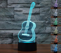 Lmeison Guitar 3D Optical Illusion Desk Lamp Unique Night Light for Home Decor 7 Colors Changing USB Powered Touch Button LED Table Lamp - Creative Gift for Kids/Friends/ Birthdays/Holidays