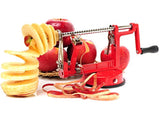 Vremi Apple Peeler Corer Slicer Machine with Vacuum Suction Base - Cast Iron Rotating Spiralizer Apple Peeler for Countertop with Stainless Steel Blades for Apples Fruit Vegetable or Potato - Red