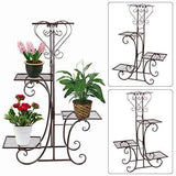 Moutik Corner Metal Flower Holder Racks 4 Tier Shelves for Indoor Outdoor Plant Flower Stand Rack Shelf for Multiple Plants,Black