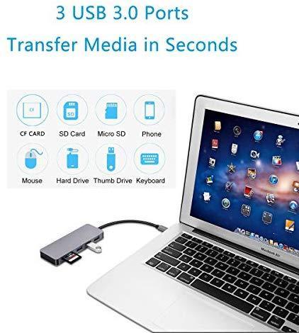 USB-C Multi-Port Adapter with 4K HDMI, Gigabit Ethernet, 2 USB 3.0, USB C Hub, Type-C PD Charging Dock for MacBook pro 13/15 2018,2017,2016,MacBook Air 2018,iPad pro 2018(Thunderbolt 3) Dongle