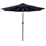 C-Hopetree 9' Solar LED Lighted Outside Patio Market Umbrella for Outdoor Table Balcony Garden Deck Poolside with Tilt, Navy Blue